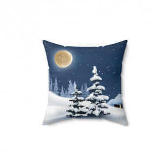 Spun Polyester Square Pillow Winter
