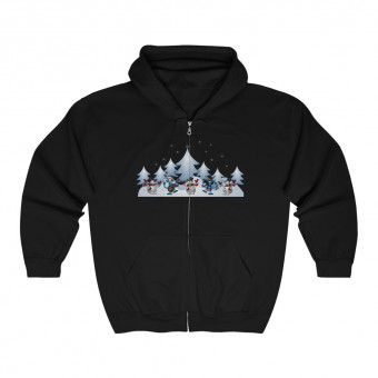 Unisex Heavy Blend™ Full Zip Hooded Sweatshirt Snowmen