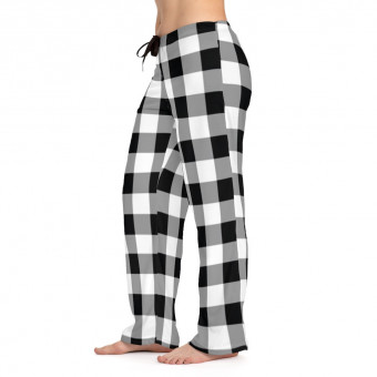 Women's Pajama Pants (AOP) black and white