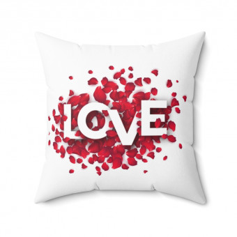 Spun Polyester Square Pillow Love