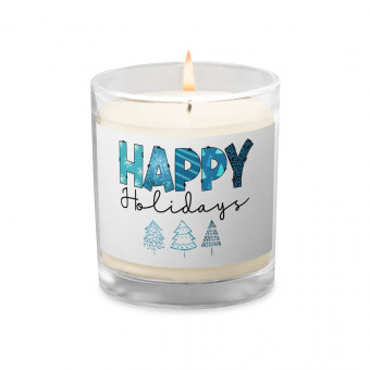 Glass jar soy wax candle Happy Holidays, Christmas decoration, winter decoration