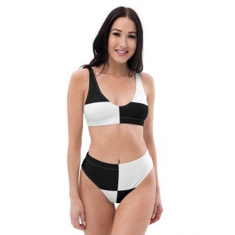 Recycled high-waisted bikini Black and White